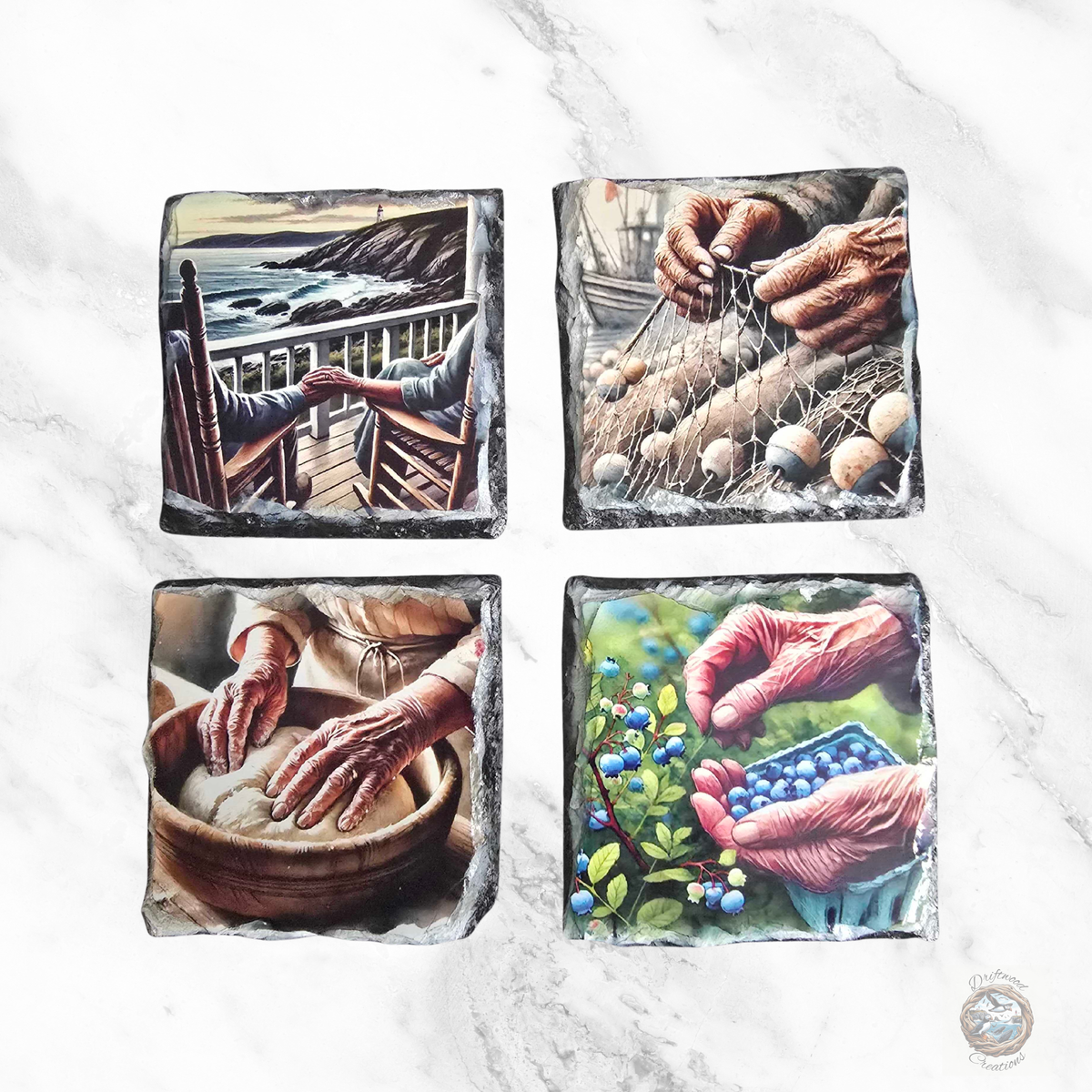 "Hands of Time" - Set of 4 Slate Coasters