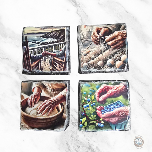 "Hands of Time" - Set of 4 Slate Coasters