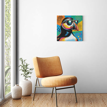 Chic Puffin: Stylish Bird Art Print Canvas Wrap