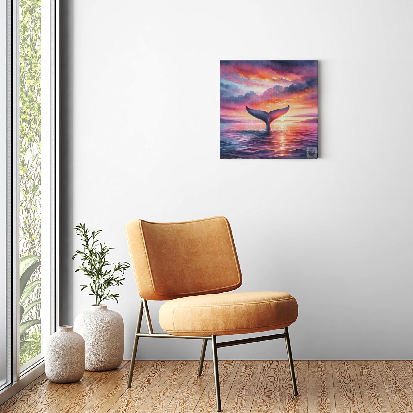 Serene Twilight: Newfoundland Whale Tail Canvas Wrap