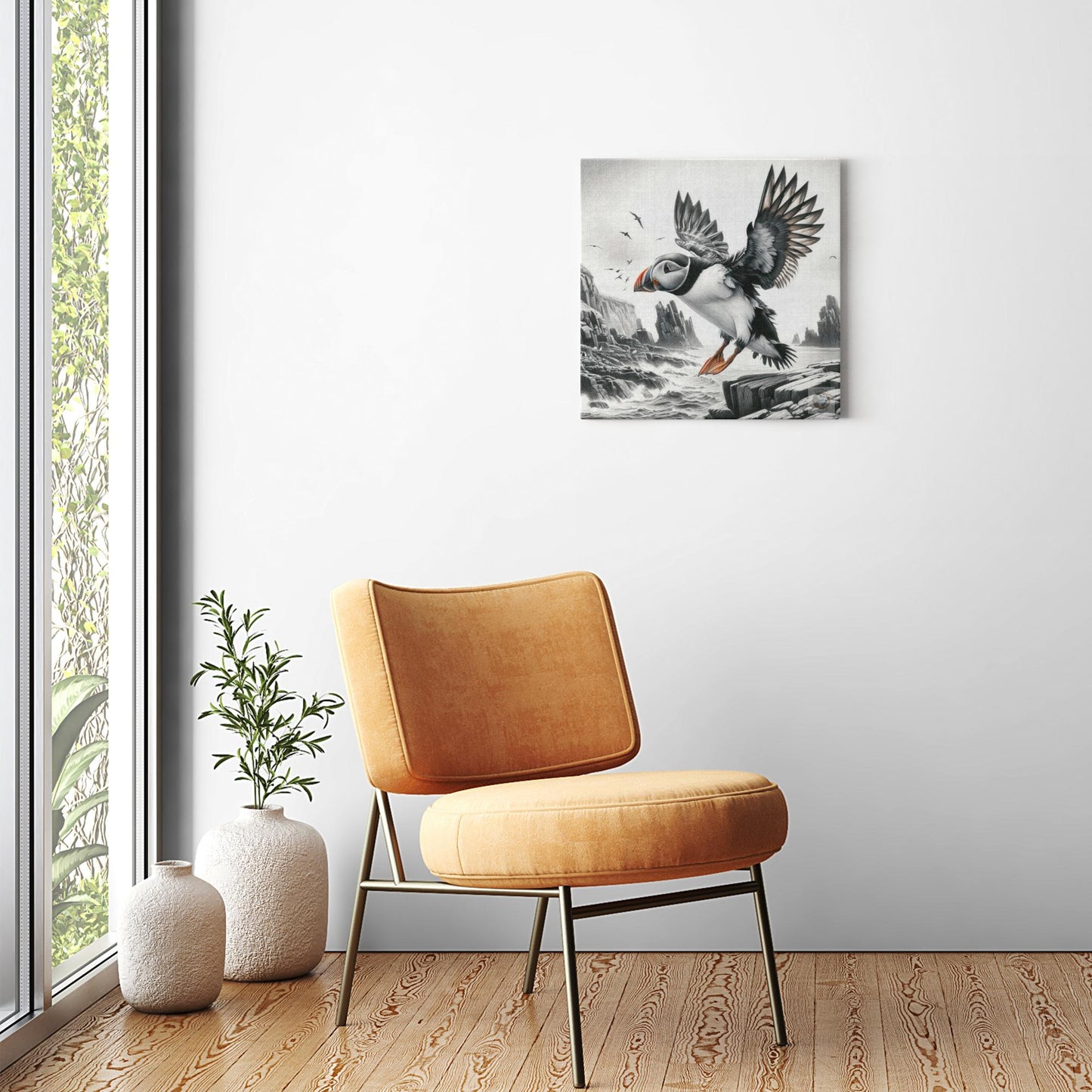 Windswept Puffin Adventure Canvas Wrap