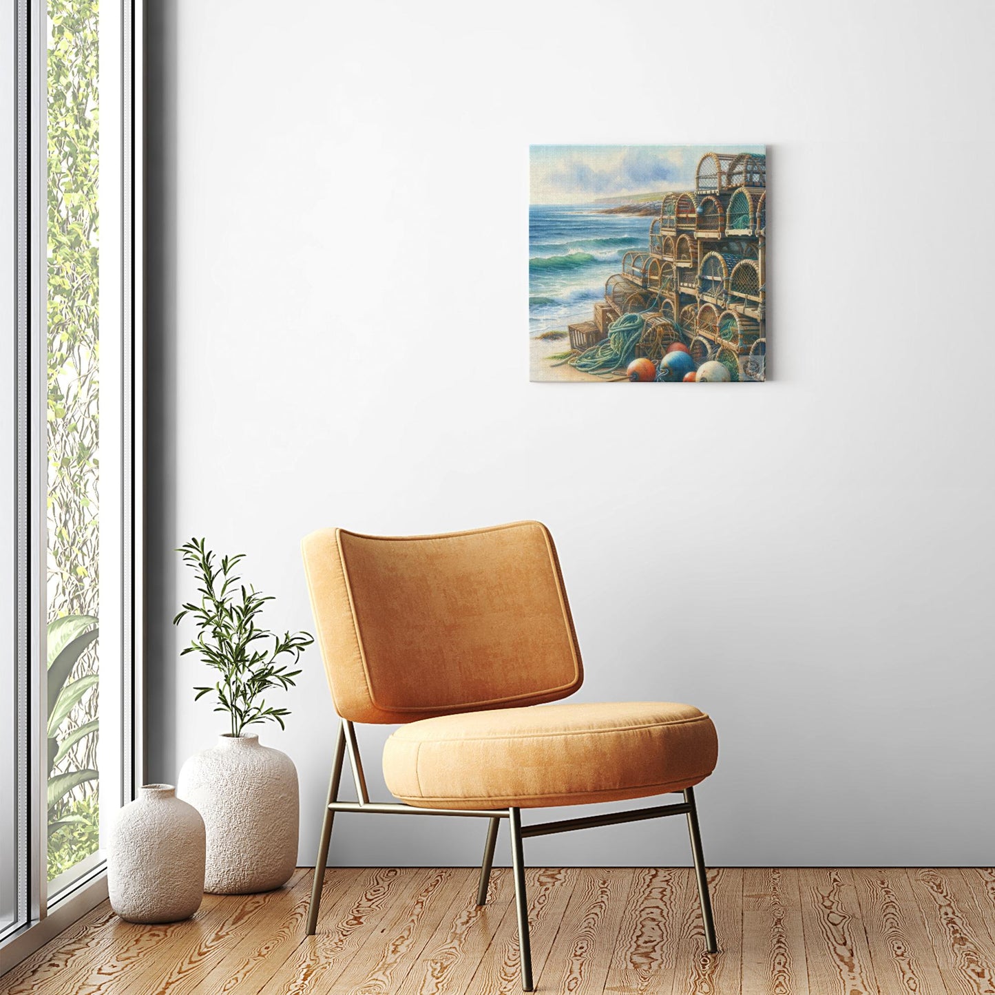 Lobster Traps & Ocean Waves - The Fisherman's Morning Canvas Wrap