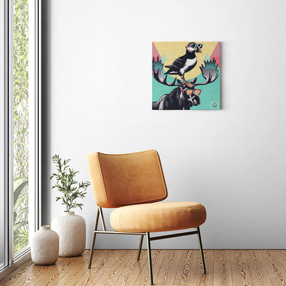 Ride Together: Puffin-Moose Duo Canvas Wrap