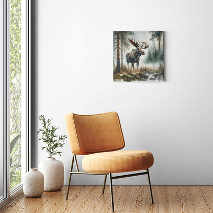 Misty Highlands: Newfoundland Moose Canvas Wrap