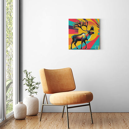 Pop Art Elk: Elk with a Twist Canvas Wrap