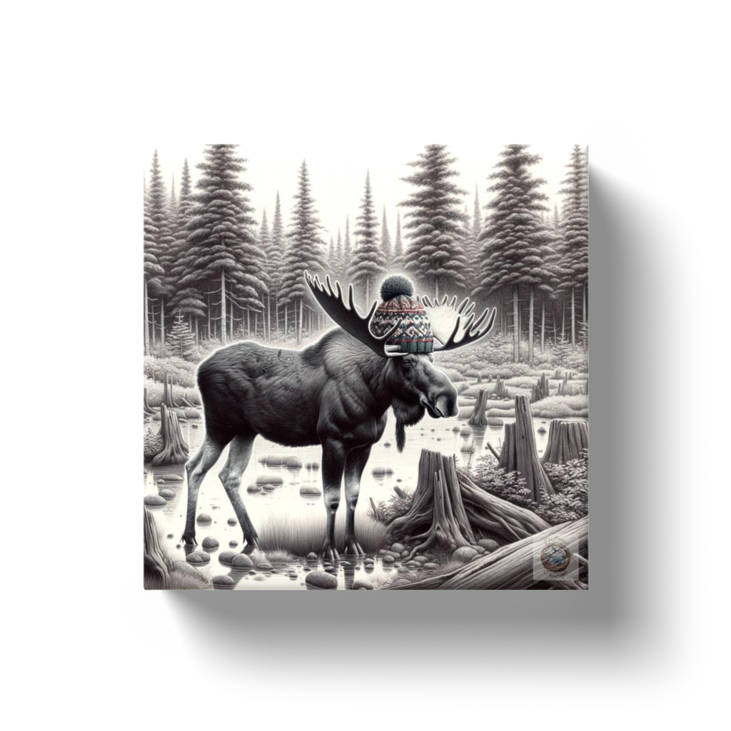 Majestic Moose in Winter Harmony Canvas Wrap