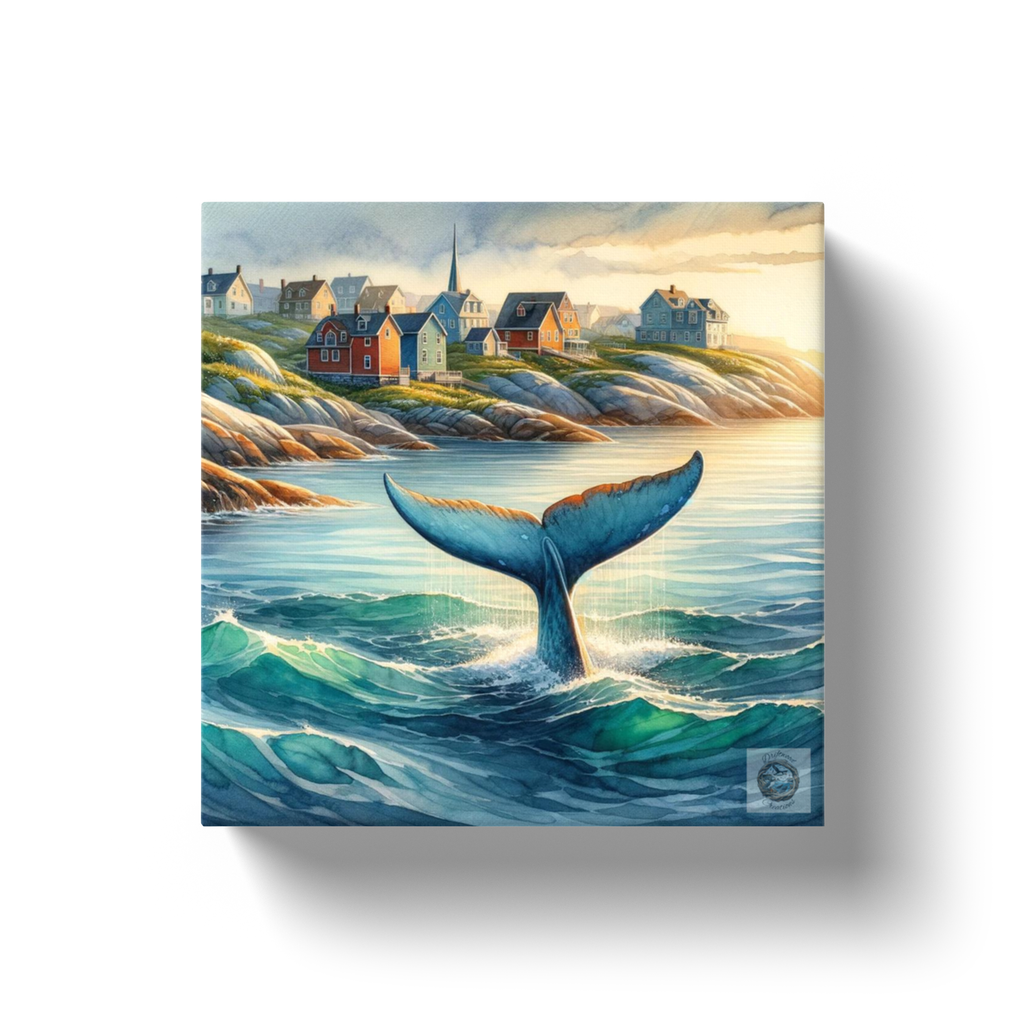 Harbour Melody: Whale Tail and Newfoundland Homes Canvas Wrap