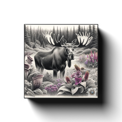 Moose Amongst the Lupins: Newfoundland's Natural Tapestry Canvas Wrap