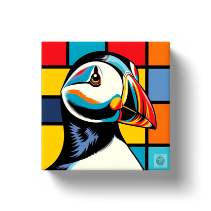 Newfoundland Mosaic: Puffin's Kaleidoscope Canvas Wrap