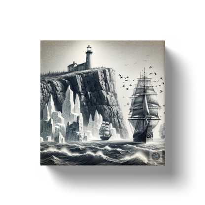 Voyage of Discovery: Tall Ship by Newfoundland's Lighthouse Canvas Wrap