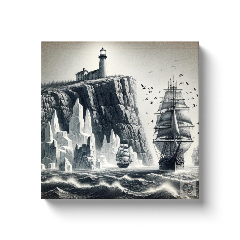 Voyage of Discovery: Tall Ship by Newfoundland's Lighthouse Canvas Wrap