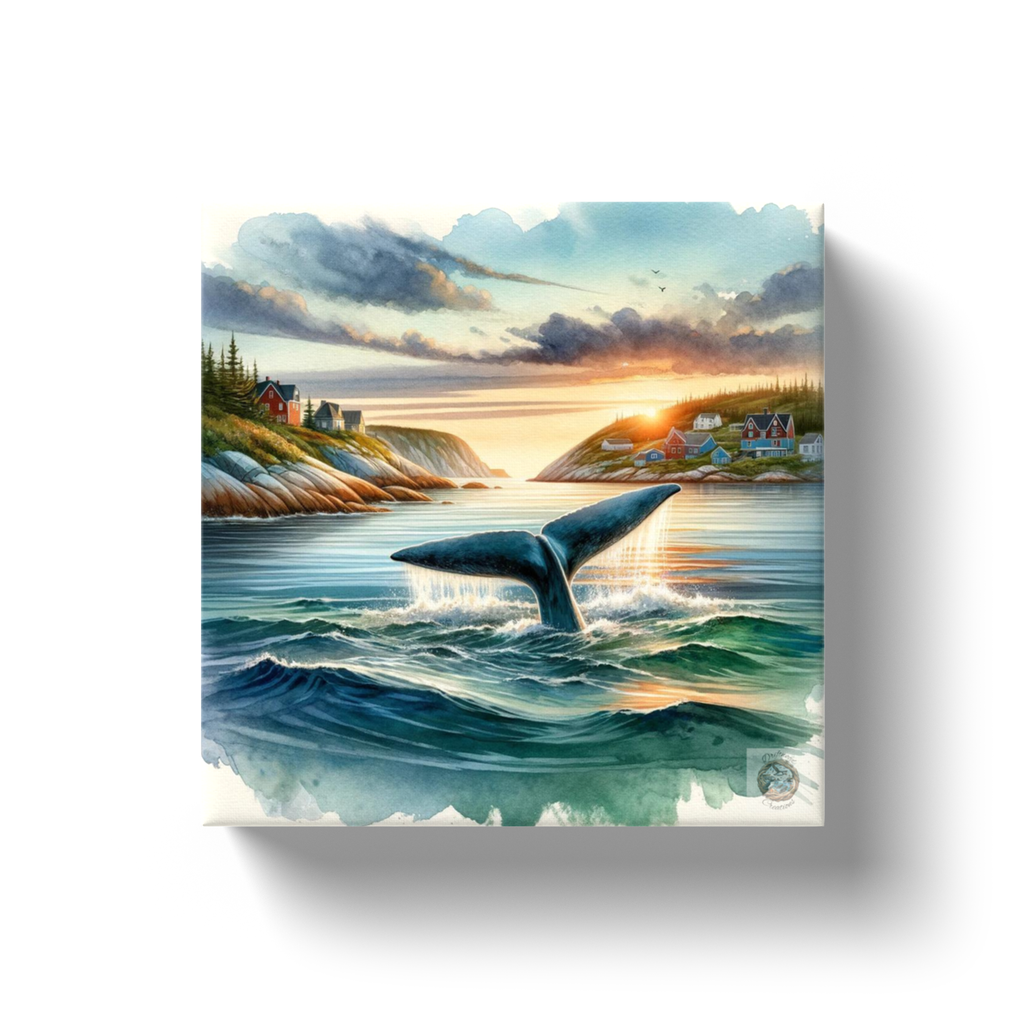 Dawn's Mirror: Whale Tail at Sunrise Canvas Wrap