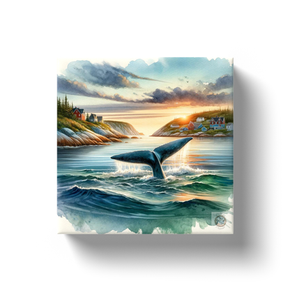 Dawn's Mirror: Whale Tail at Sunrise Canvas Wrap