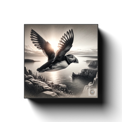 Sunrise Soar – Puffin's Morning Glory Canvas Wrap