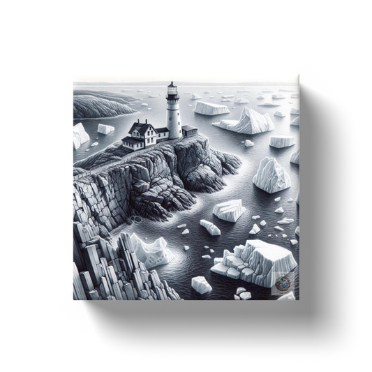 Lighthouse Amidst the Ice: Newfoundland's Frozen Shoreline Canvas Wrap