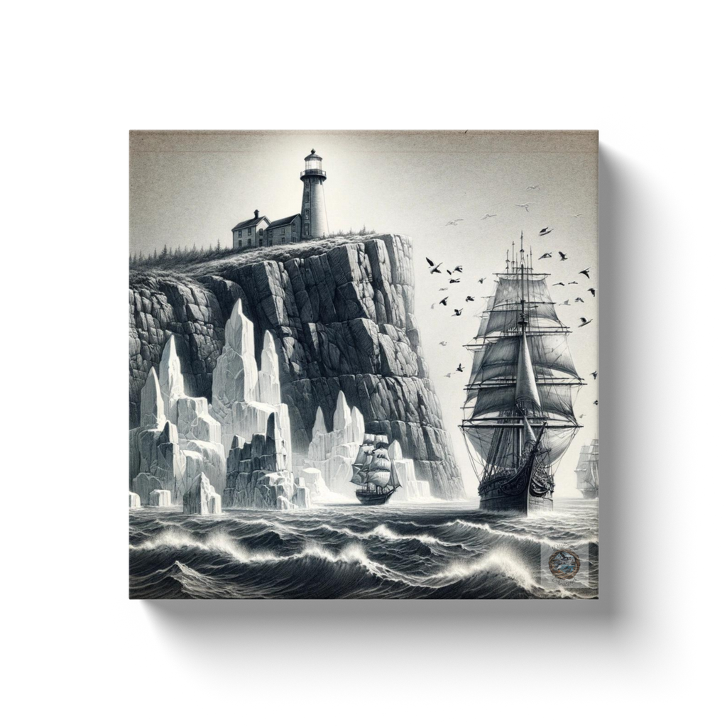 Voyage of Discovery: Tall Ship by Newfoundland's Lighthouse Canvas Wrap