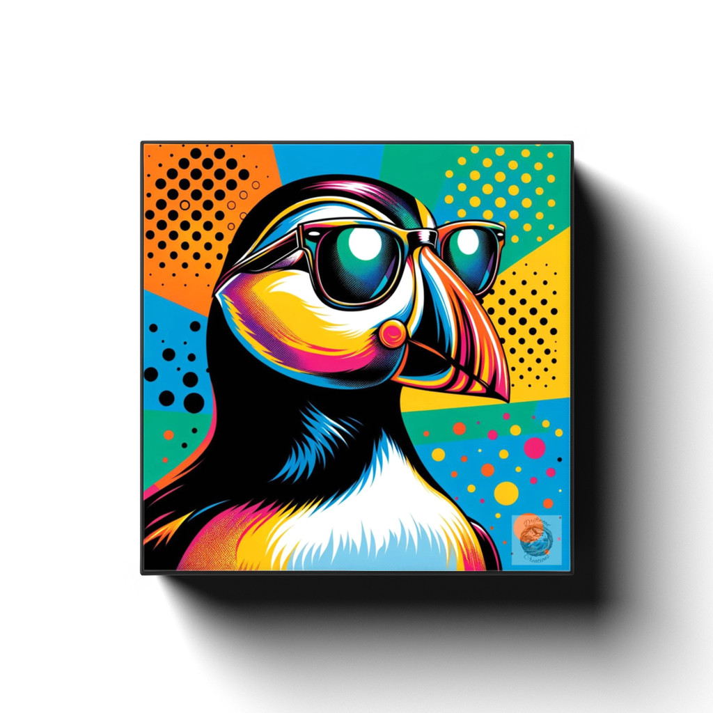 Chic Puffin: Stylish Bird Art Print Canvas Wrap