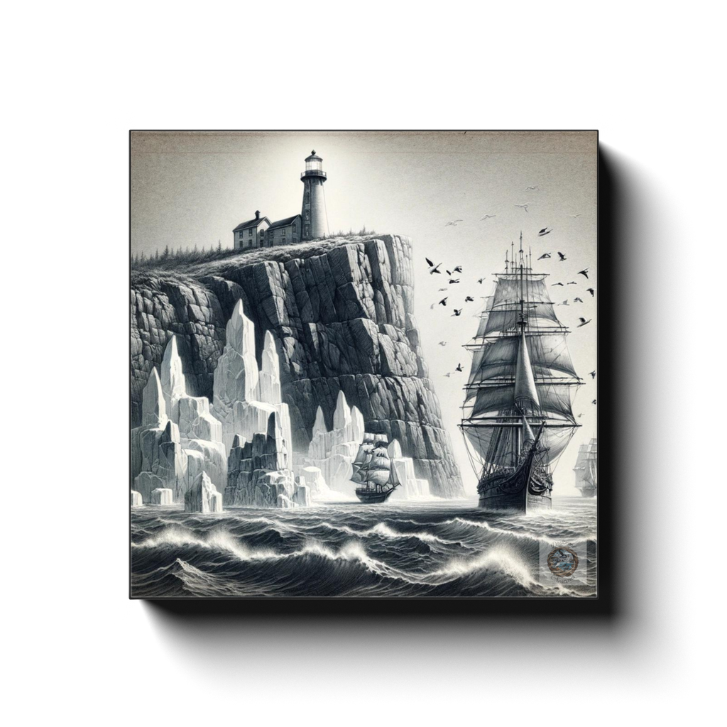 Voyage of Discovery: Tall Ship by Newfoundland's Lighthouse Canvas Wrap