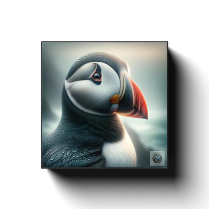 Misty Mornings: Puffin Profile Canvas Wrap