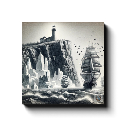 Voyage of Discovery: Tall Ship by Newfoundland's Lighthouse Canvas Wrap