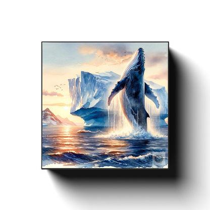 Twilight Jump: Newfoundland's Whales Canvas Wrap